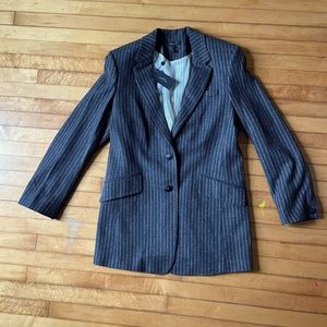 Rag & Bone Charles Italian Wool Blazer in Grey Pinstripe Size 4 NWT